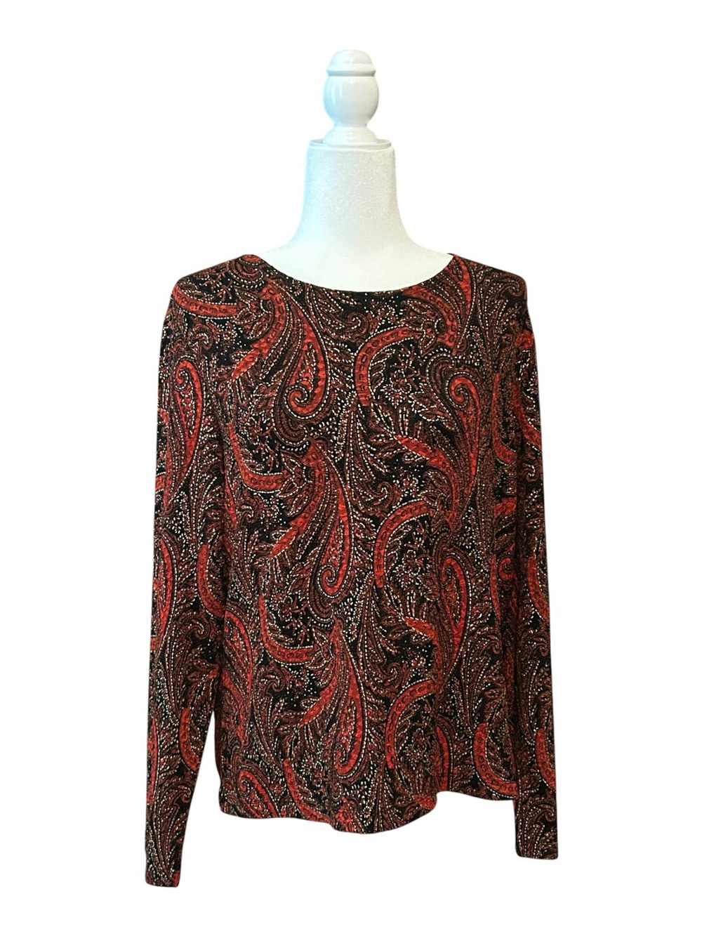 NWT Laura Ashley Trip Ready‎ Golden Glamour Long Sleeve Top Women’s SZ PL Red